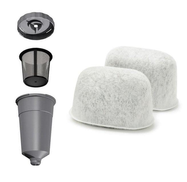 2 Pack Water Filter Cartridges, 1 Replacement Coffee Filter Set