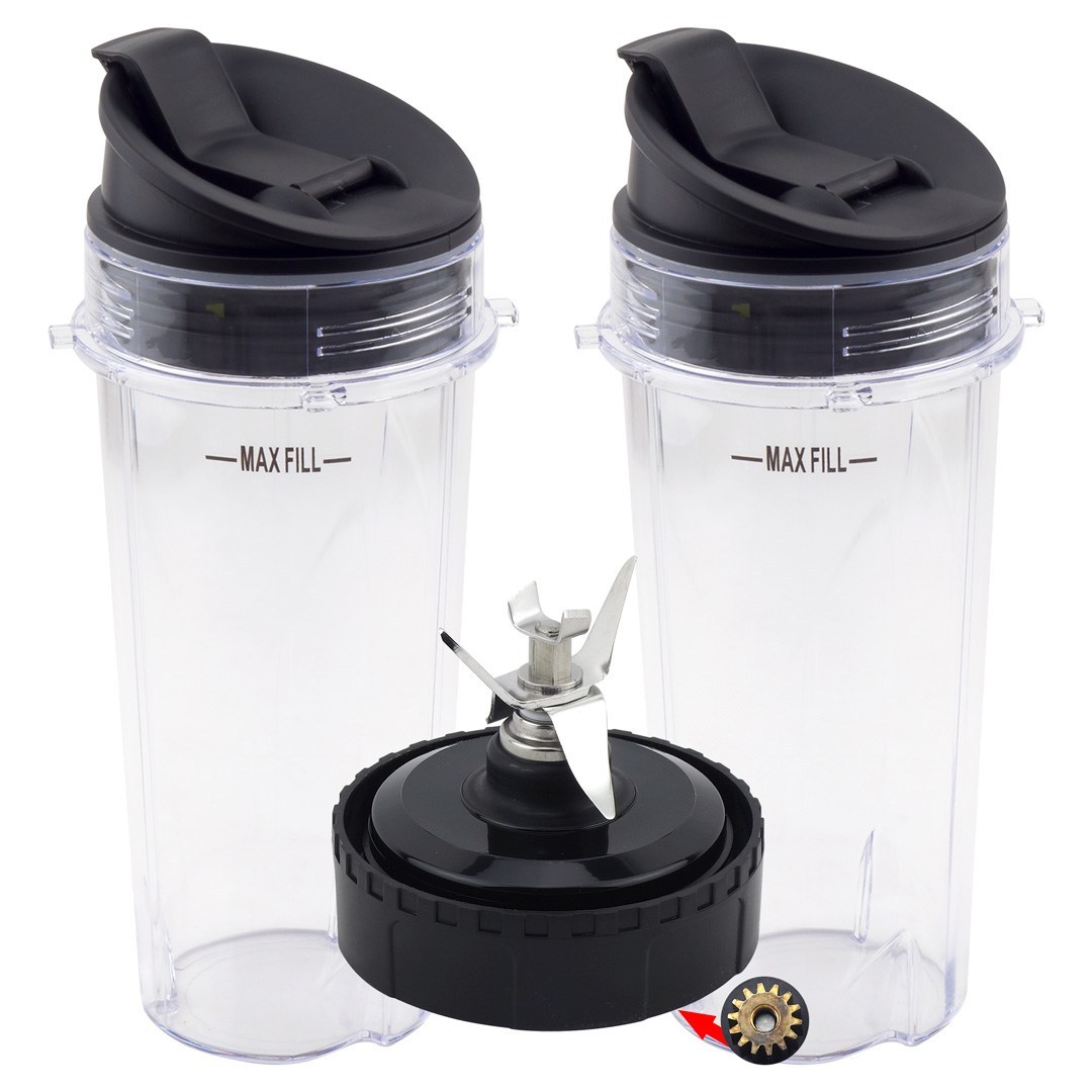 2 Pack 16 oz Cup with Sip & Seal Lid and Blade Assembly Replacement Part 357KKU800 for Nutri Ninja Ultima Blenders BL810 BL820 BL830