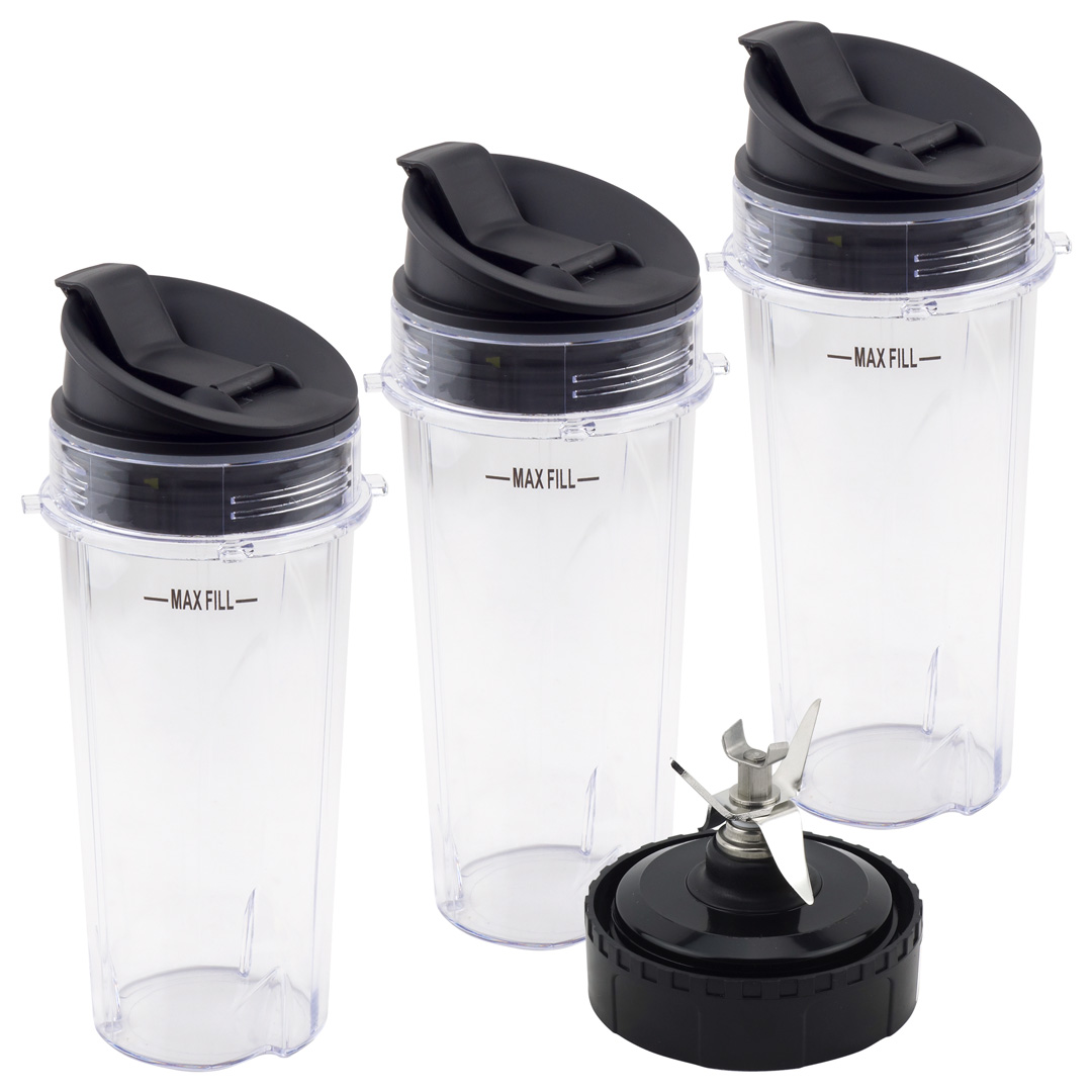 16oz Cups 6 Piece Set - 3 Replacement Cups with Lids for Magic Bullet Blender Lids Included