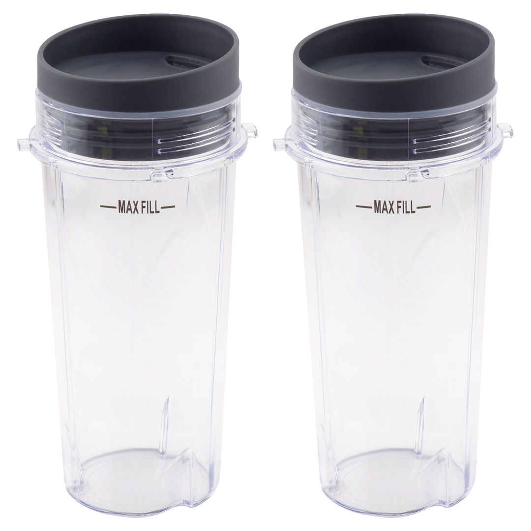 OEM Two (2) 16 oz Cups with Lids for Ninja Blender BL770 BL780 BL660