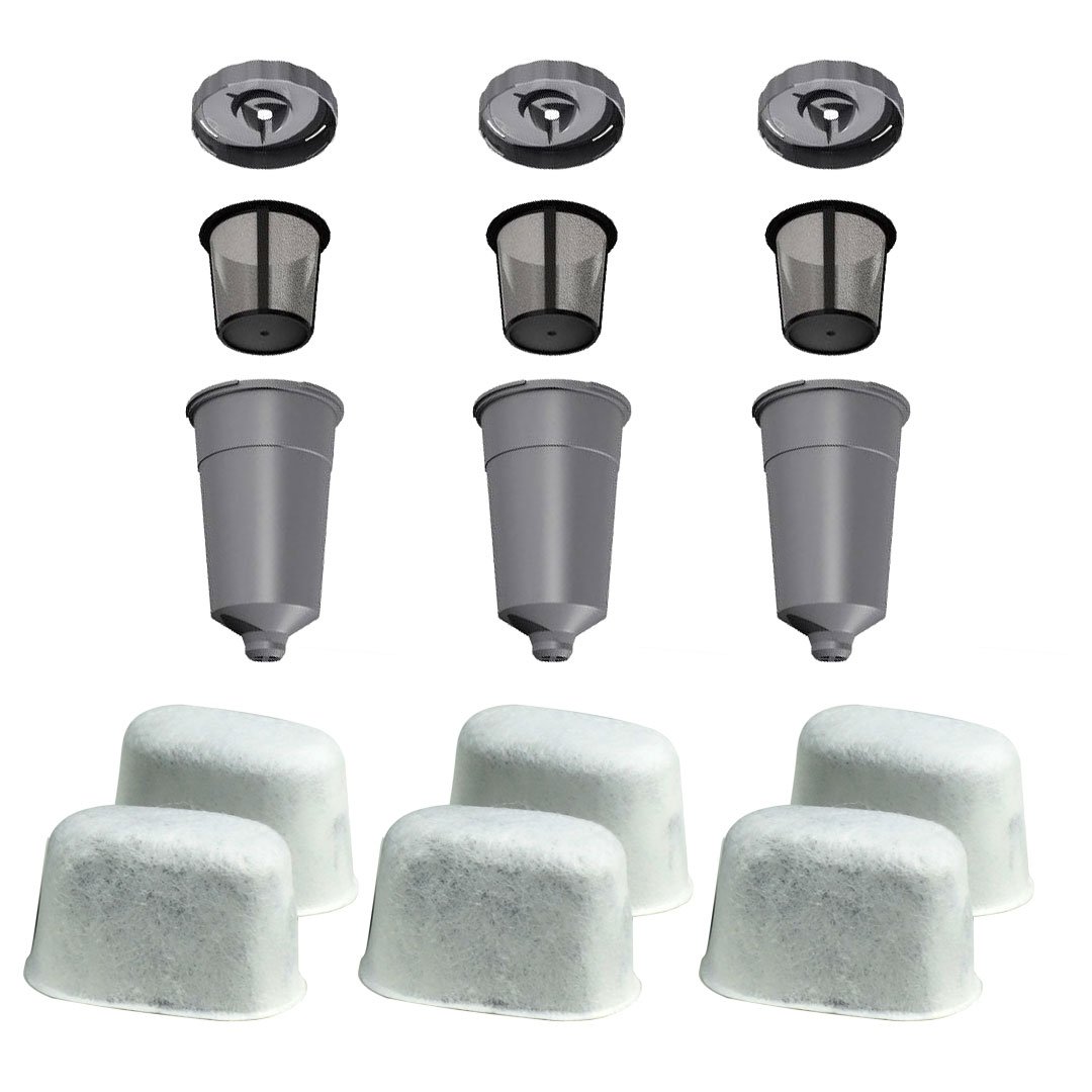6 Pack Water Filter Cartridges, 3 Replacement Coffee Filter Sets