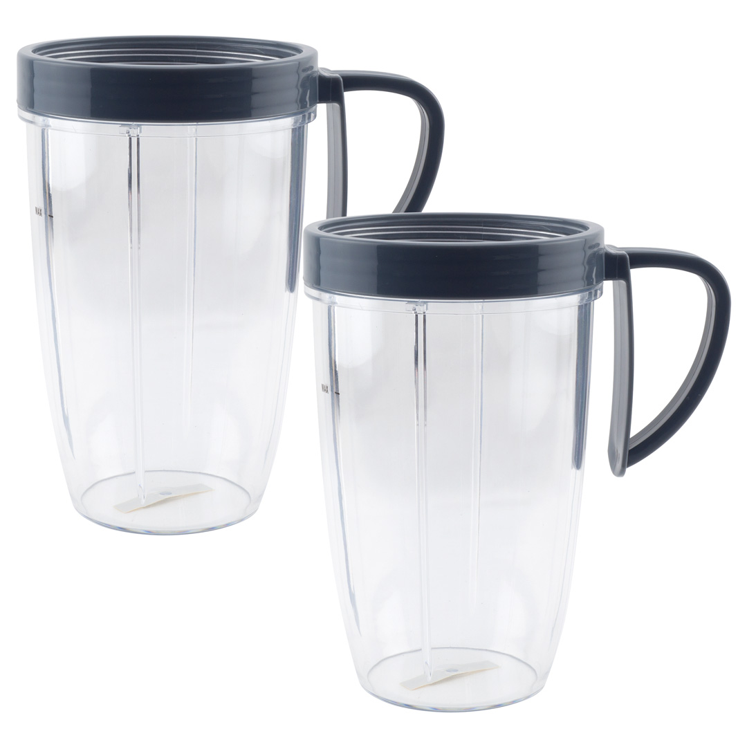 2-Pack Blender Replacement Cups 24 oz for Original NutriBullet Pro 900w/  600w Extractor Blade Juicer Parts with 2 Flip Top To Go Lids