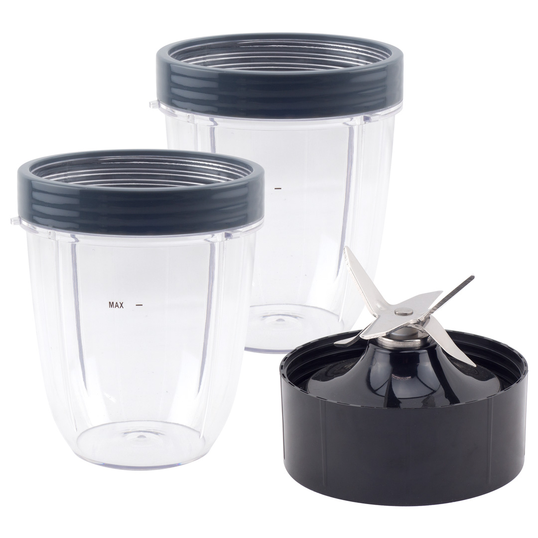 2 Pack 18 oz Short Cups with Lip Ring + Extractor Blade for Nutribullet Lean NB-203 1200W Blender