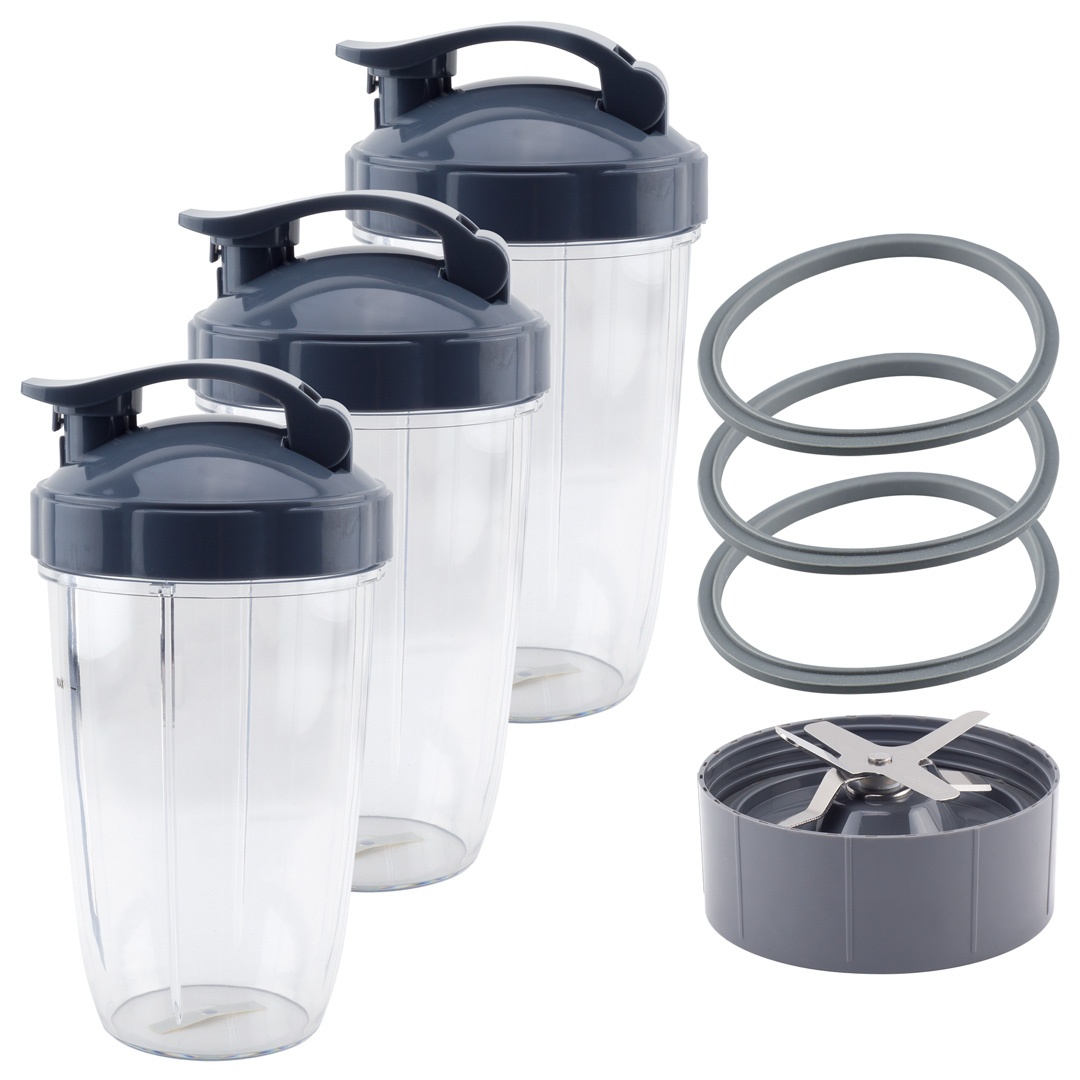 Blender Replacement Cups for Nutribullet Blender, 32oz & 24oz Cups with  Flip Top To Go Lid & Flat Lid & Rubber Gasket, Compatible with Nutri Bullet