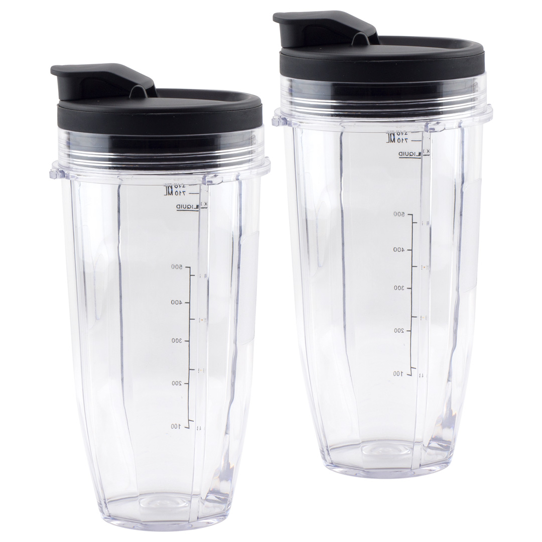 2 Pack 24 oz Cup with Spout Lid Replacement Parts 483KKU486 528KKUN100  Compatible with Nutri Ninja Auto-iQ BL480 BL640 CT680 Blenders