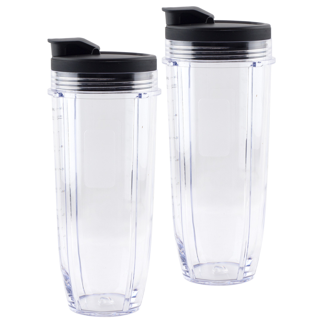 2 Pack 32 oz Cups with Spout Lids Replacement for Nutri Ninja BlendMax Duo with Auto-iQ Boost, Parts 407KKU641 528KKUN10