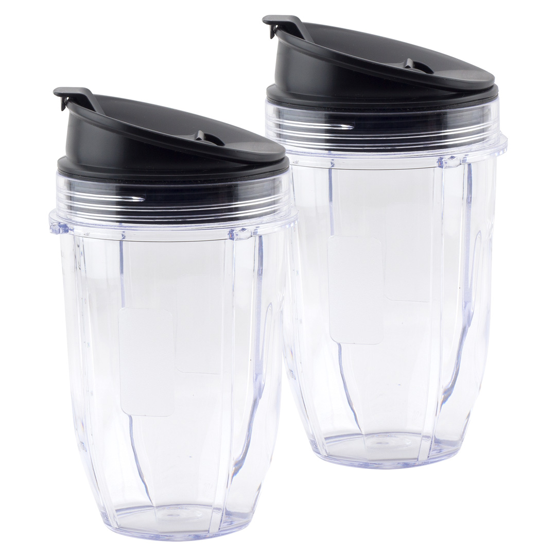 2 Pack 18 oz Cup with Sip & Seal Lid Replacement Parts 427KKU450 408KKU641 Compatible with Nutri Ninja Auto-iQ BL480 BL640 CT680 Blenders