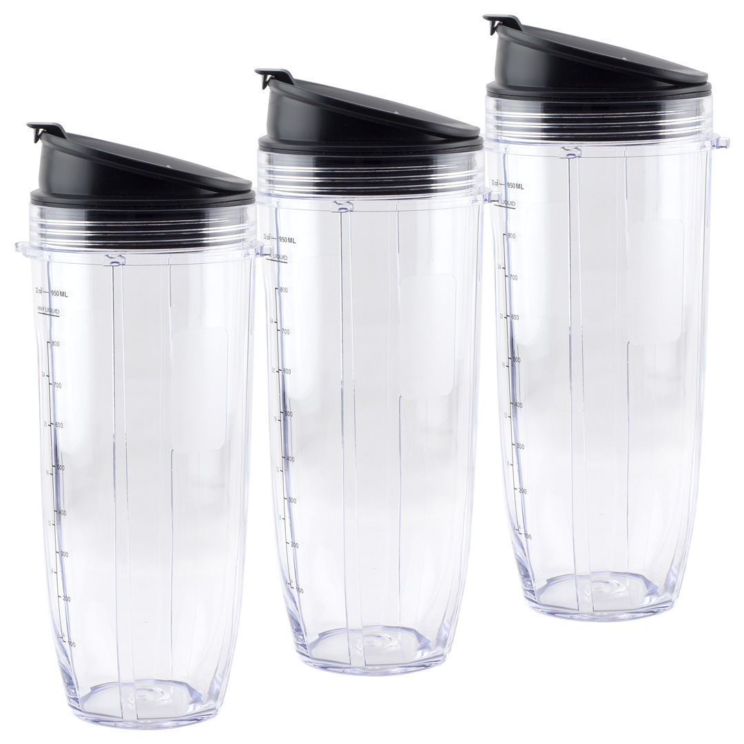 2 Pack 16 oz Cup with Sip & Seal Lid and Extractor Blade Replacement Parts 322KKU770 Compatible with Nutri Ninja BL770 BL771 BL772 BL773CO BL780
